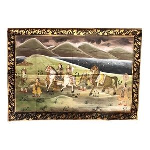 Mid Century Indian hand painted silk